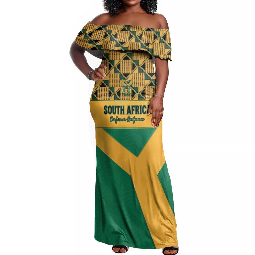 South Africa Soccer Custom Off Shoulder Maxi Dress Bafana Bafana