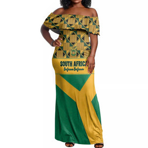 South Africa Soccer Custom Off Shoulder Maxi Dress Bafana Bafana