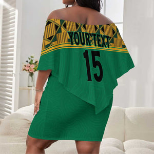 South Africa Soccer Custom Off Shoulder Short Dress Bafana Bafana
