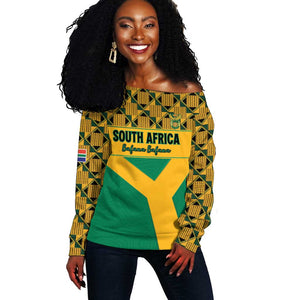 South Africa Soccer Custom Off Shoulder Sweater Bafana Bafana