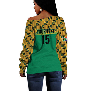 South Africa Soccer Custom Off Shoulder Sweater Bafana Bafana