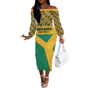 South Africa Soccer Custom Off The Shoulder Long Sleeve Dress Bafana Bafana