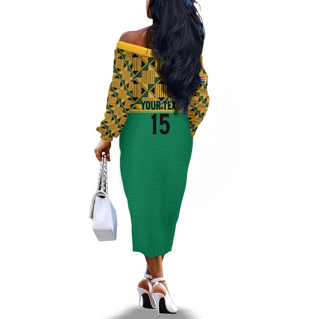 South Africa Soccer Custom Off The Shoulder Long Sleeve Dress Bafana Bafana