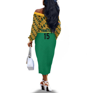 South Africa Soccer Custom Off The Shoulder Long Sleeve Dress Bafana Bafana