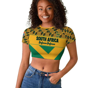 South Africa Soccer Custom Raglan Cropped T shirt Bafana Bafana
