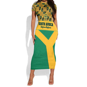 South Africa Soccer Custom Short Sleeve Bodycon Dress Bafana Bafana LT15