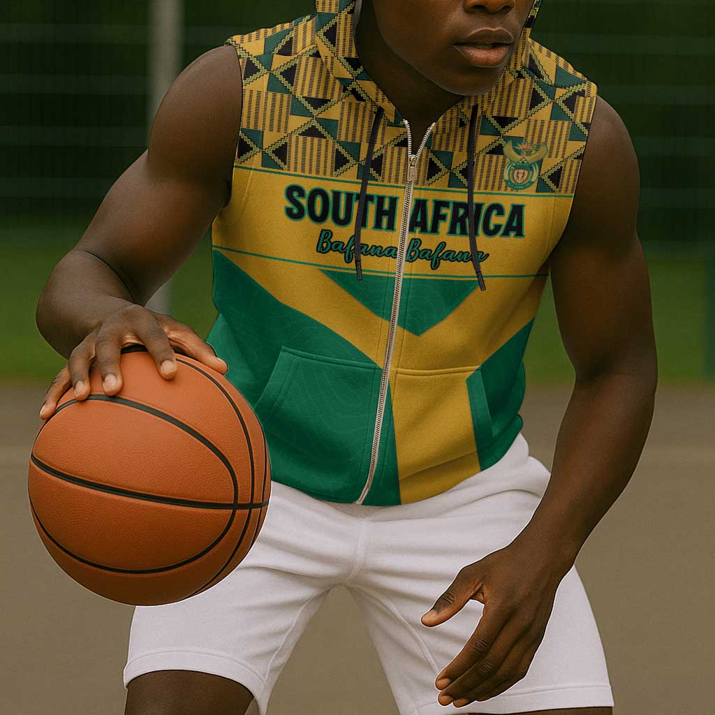 South Africa Soccer Custom Sleeveless Zip Hoodie Bafana Bafana - African Pride