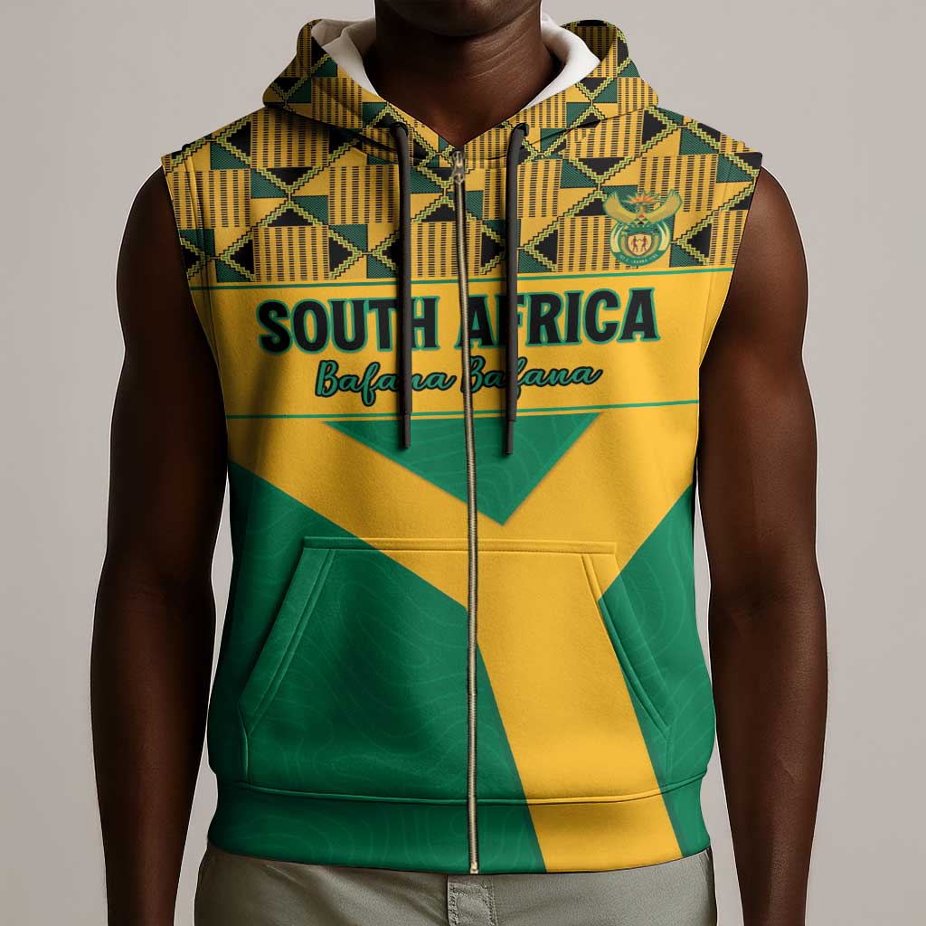 South Africa Soccer Custom Sleeveless Zip Hoodie Bafana Bafana - African Pride