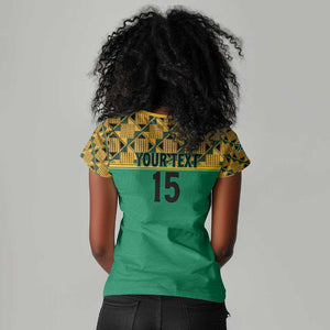 South Africa Soccer Custom Women V-Neck T-Shirt Bafana Bafana