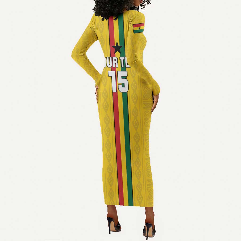 Custom Ghana Football Long Sleeve Bodycon Dress We Are Champions LT15
