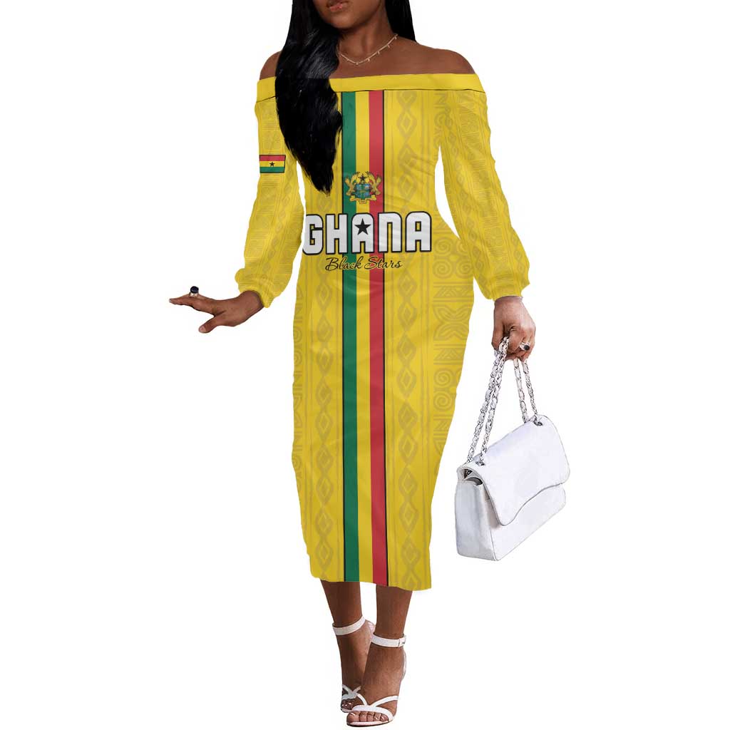 Custom Ghana Football Off The Shoulder Long Sleeve Dress We Are Champions