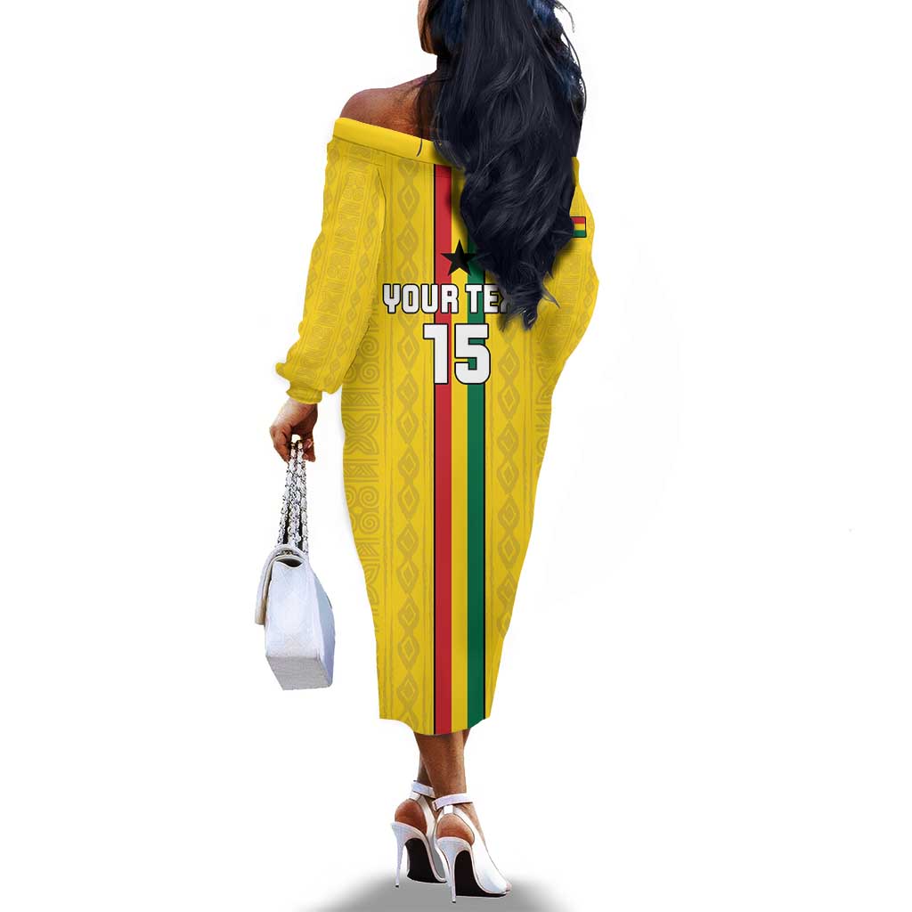 Custom Ghana Football Off The Shoulder Long Sleeve Dress We Are Champions
