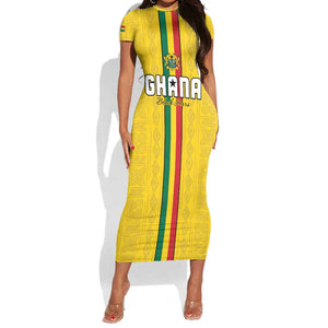 Custom Ghana Football Short Sleeve Bodycon Dress We Are Champions LT15