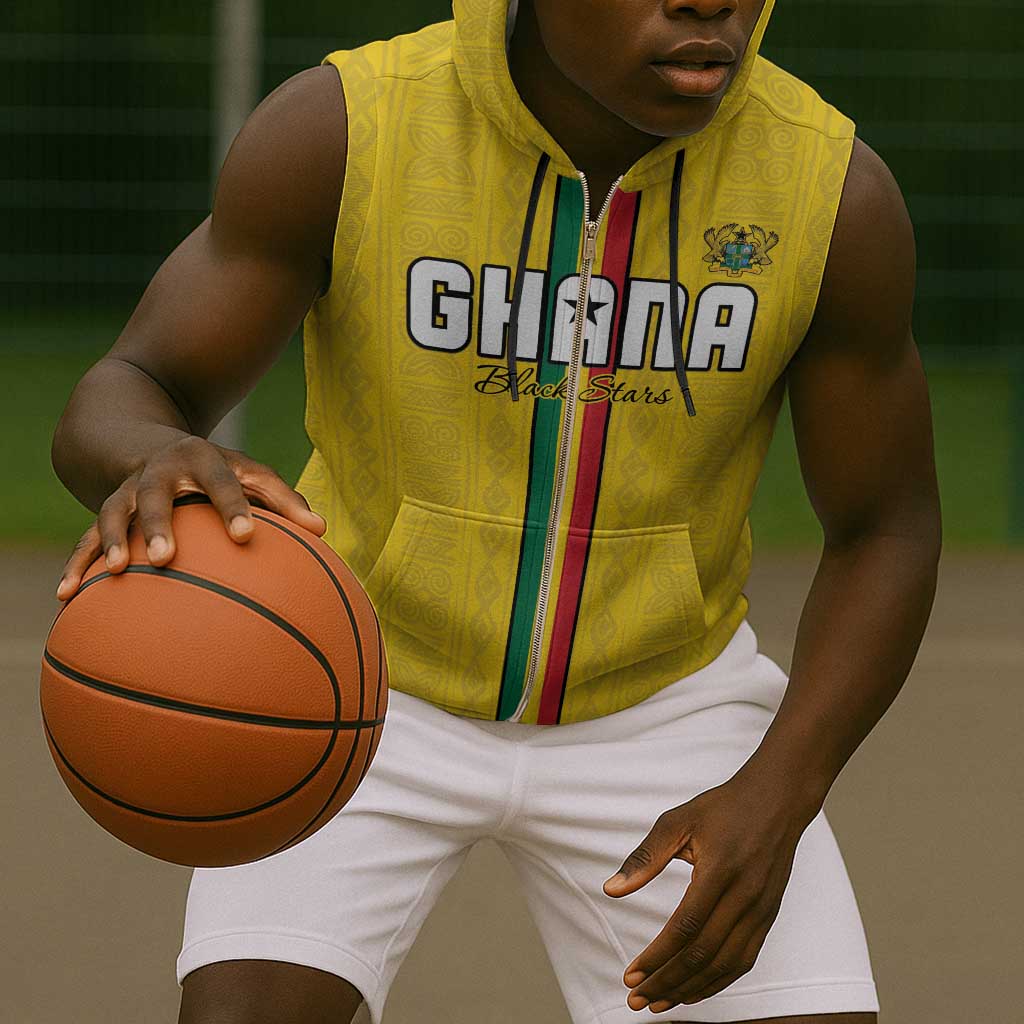 Custom Ghana Football Sleeveless Zip Hoodie We Are Champions - African Pride