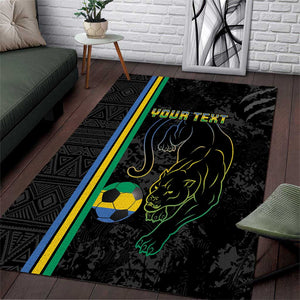 Custom Gabon Football Area Rug Go Champions - Black Ver