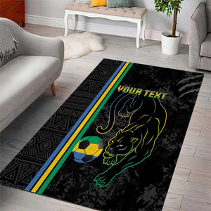 Custom Gabon Football Area Rug Go Champions - Black Ver