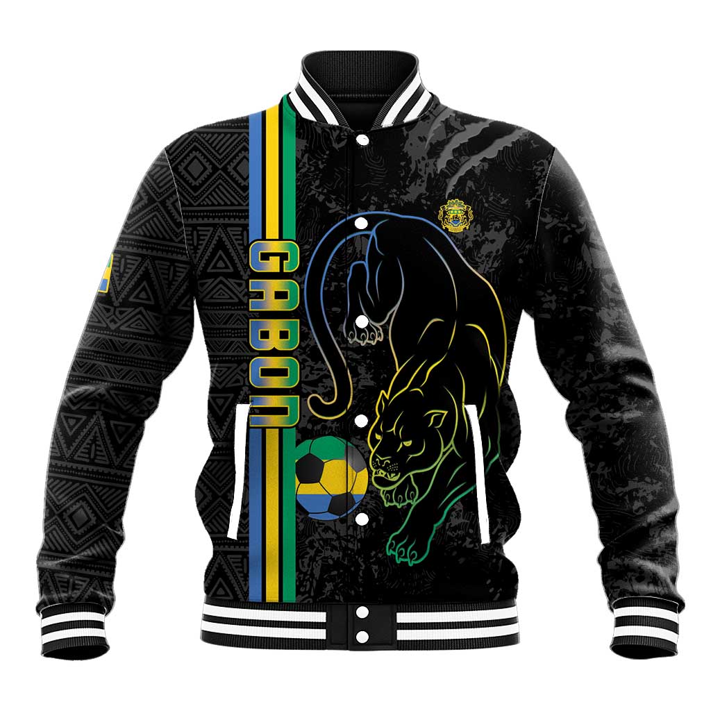 Custom Gabon Football Baseball Jacket Go Champions - Black Ver