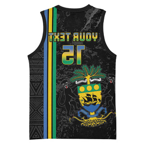 Custom Gabon Football Basketball Jersey Go Champions - Black Ver - African Pride