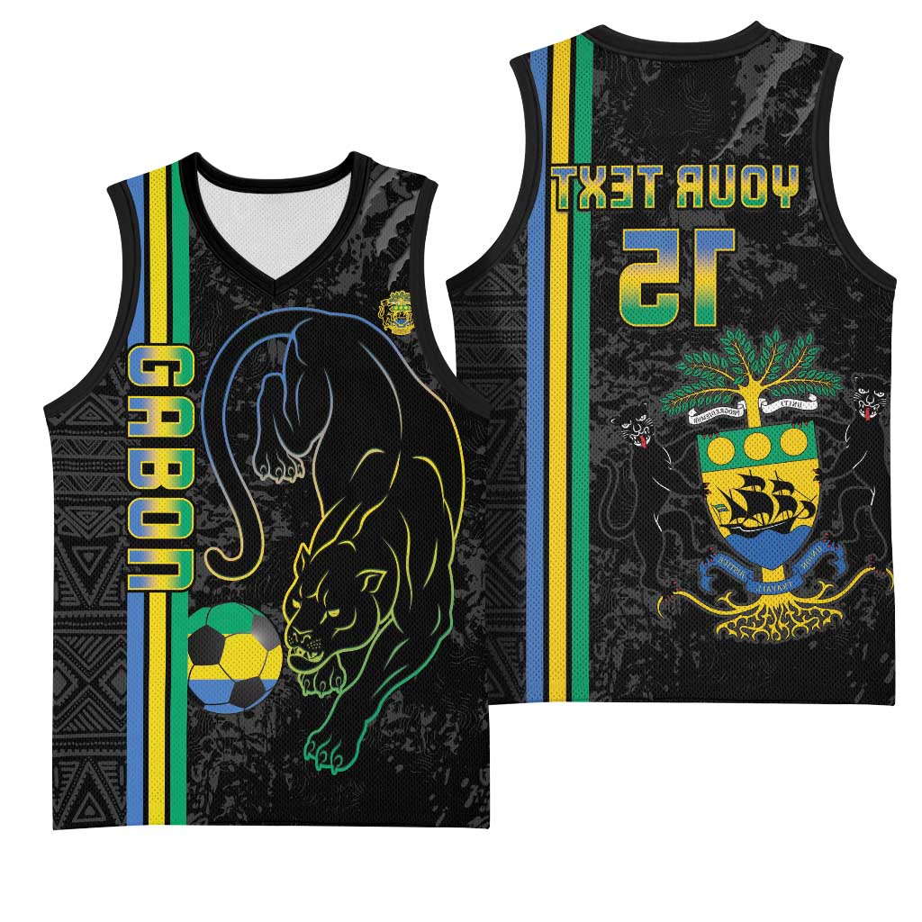 Custom Gabon Football Basketball Jersey Go Champions - Black Ver - African Pride