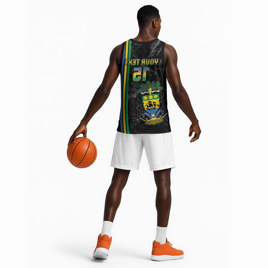 Custom Gabon Football Basketball Jersey Go Champions - Black Ver - African Pride