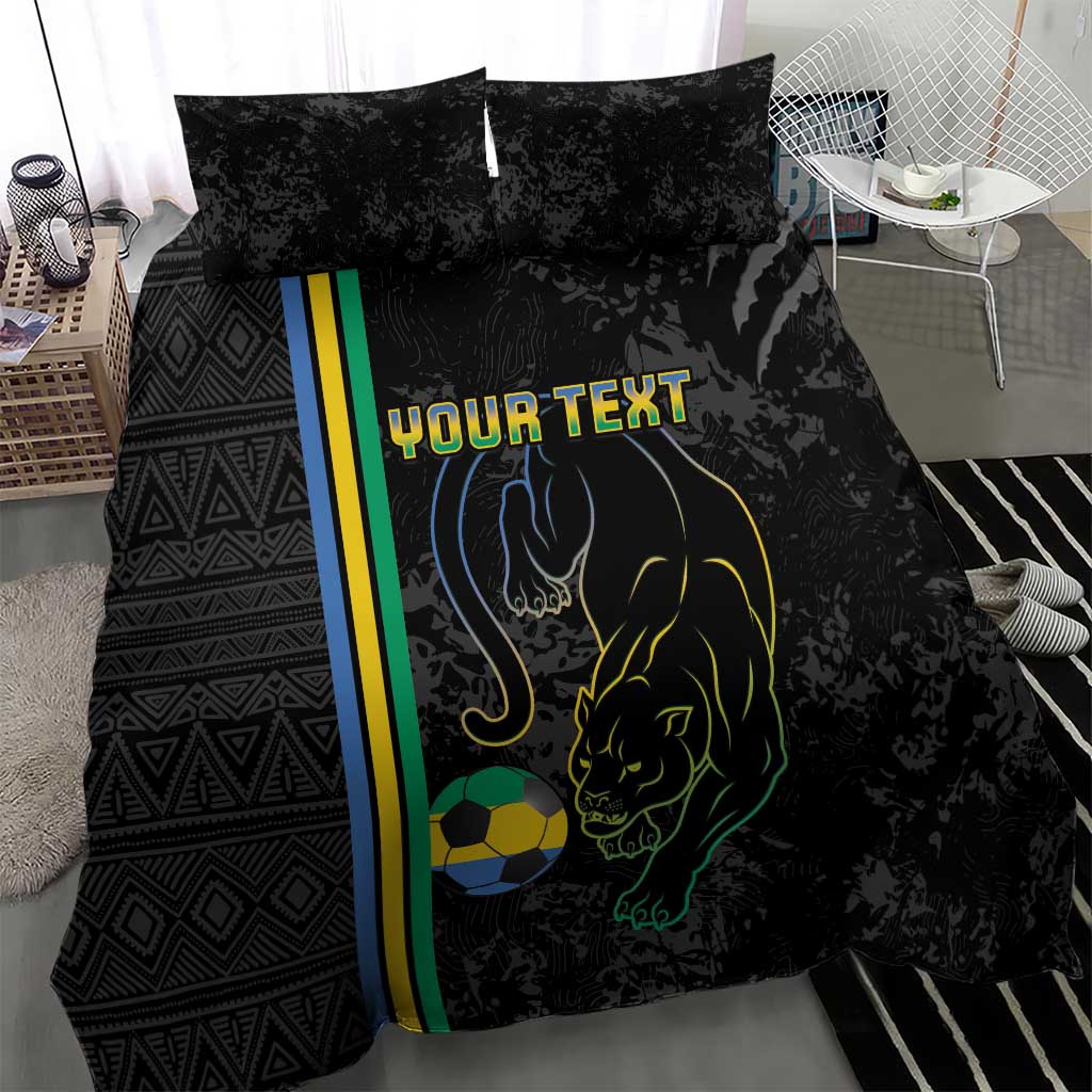 Custom Gabon Football Bedding Set Go Champions - Black Ver