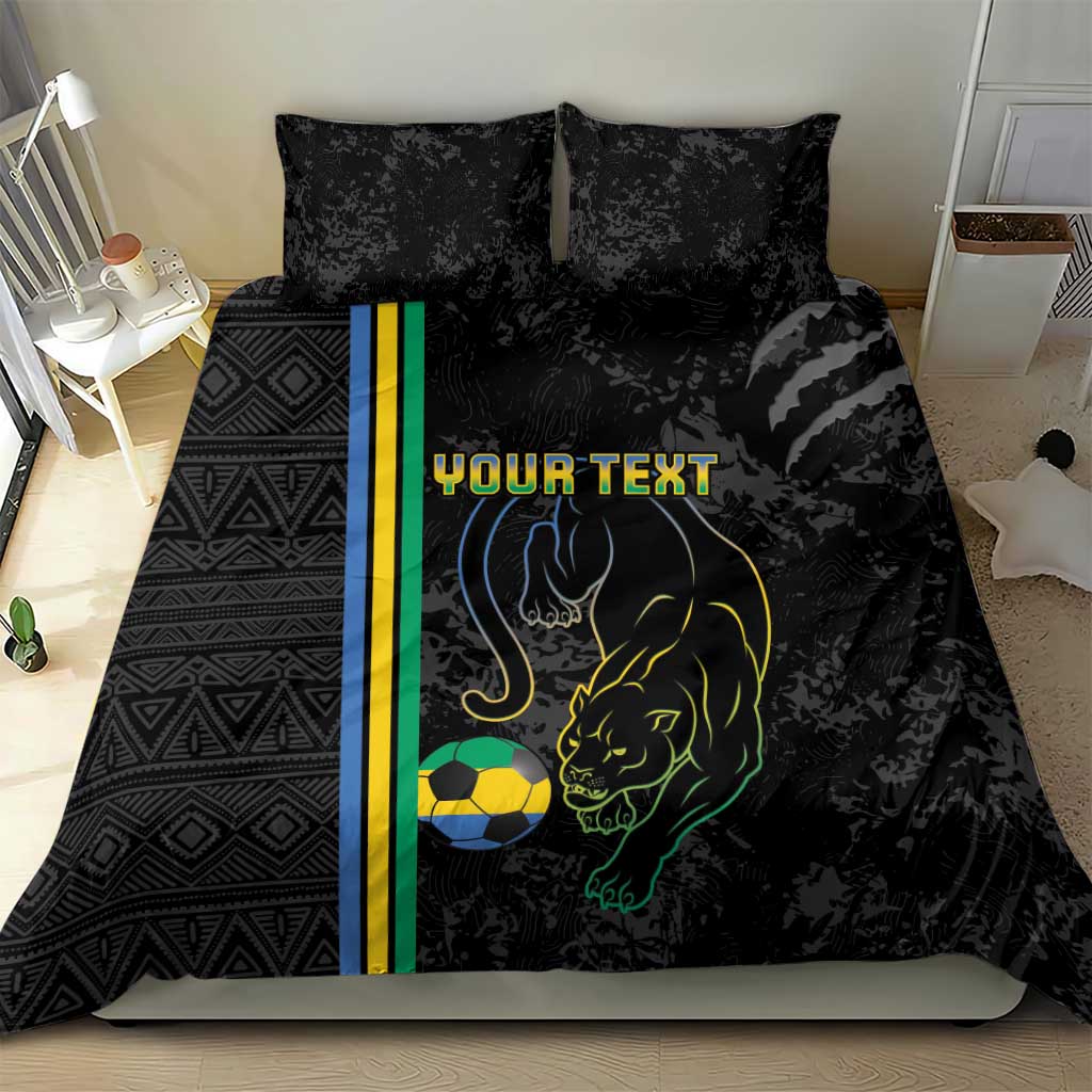 Custom Gabon Football Bedding Set Go Champions - Black Ver