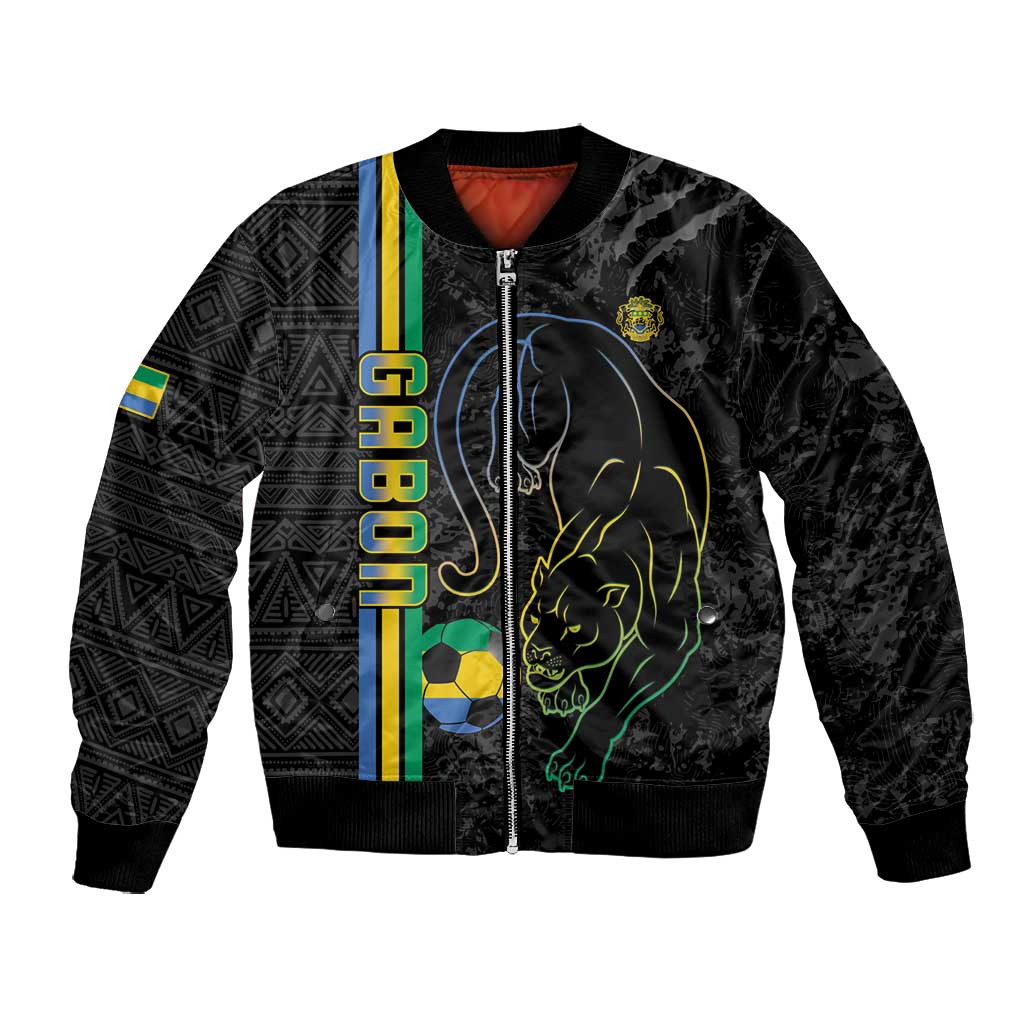 Custom Gabon Football Bomber Jacket Go Champions - Black Ver