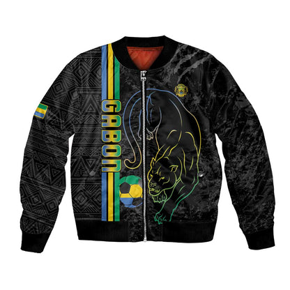 Custom Gabon Football Bomber Jacket Go Champions - Black Ver