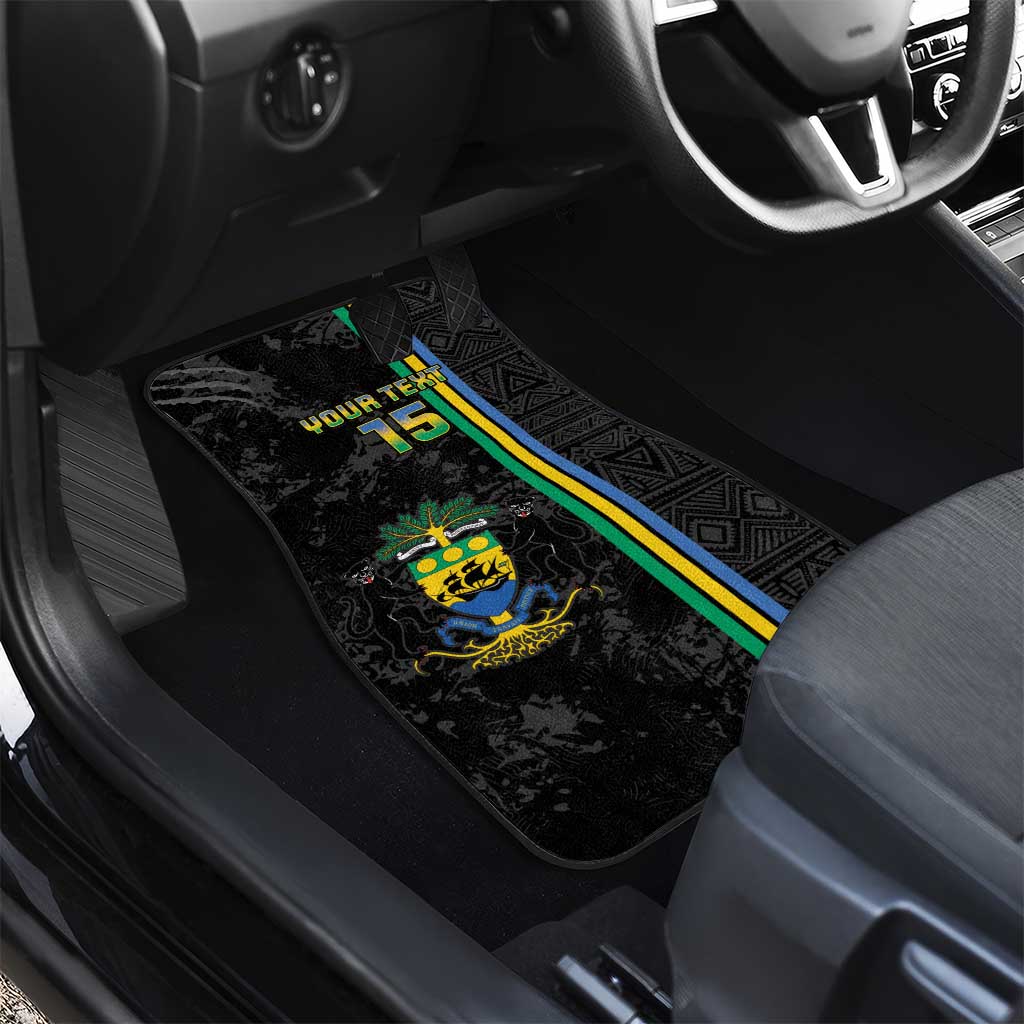 Custom Gabon Football Car Mats Go Champions - Black Ver
