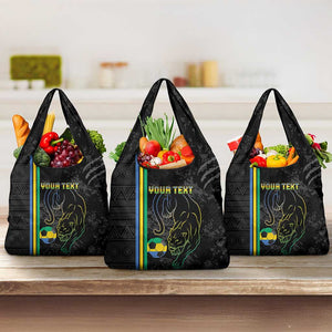 Custom Gabon Football Grocery Bag Go Champions - Black Ver