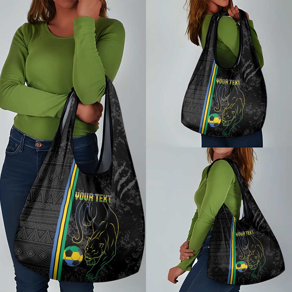 Custom Gabon Football Grocery Bag Go Champions - Black Ver