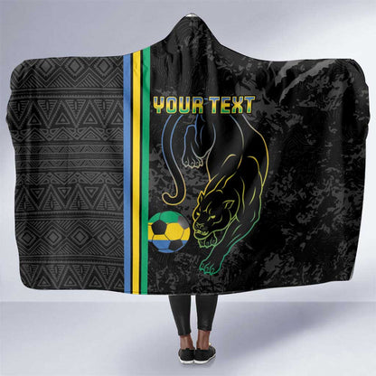 Custom Gabon Football Hooded Blanket Go Champions - Black Ver