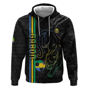 Custom Gabon Football Hoodie Go Champions - Black Ver