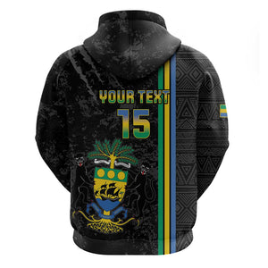 Custom Gabon Football Hoodie Go Champions - Black Ver