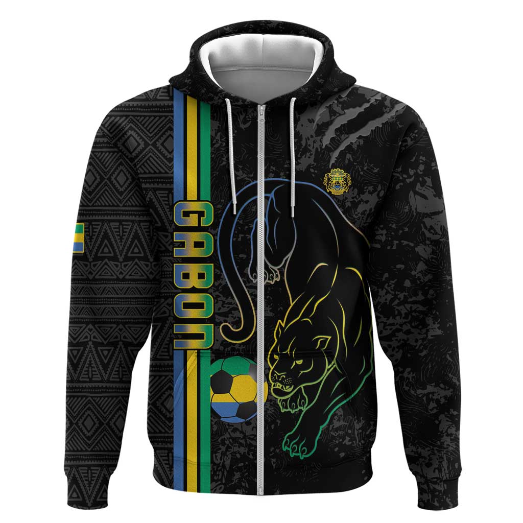 Custom Gabon Football Hoodie Go Champions - Black Ver