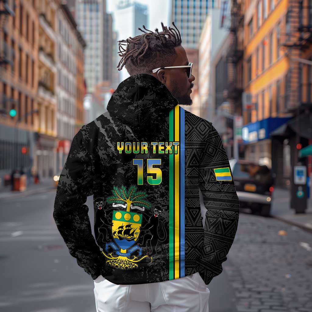 Custom Gabon Football Hoodie Go Champions - Black Ver
