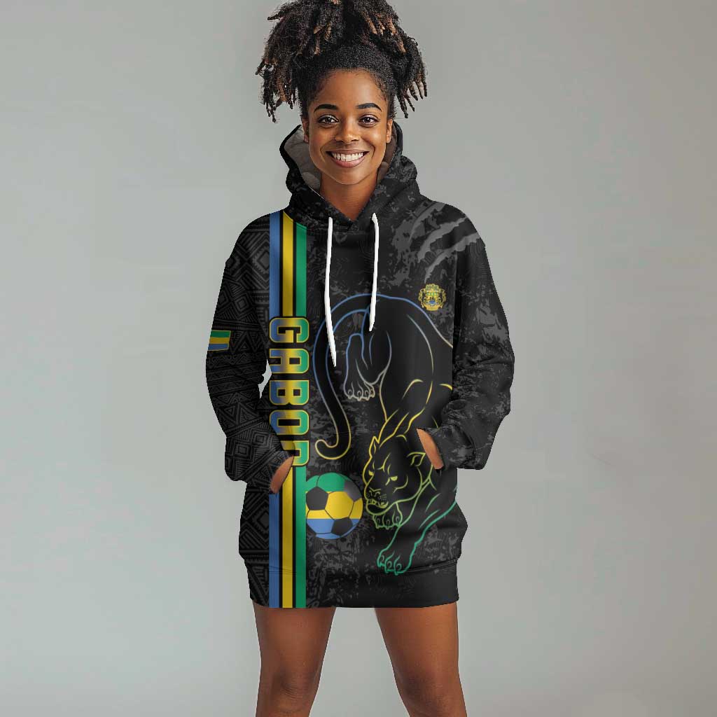 Custom Gabon Football Hoodie Dress Go Champions - Black Ver