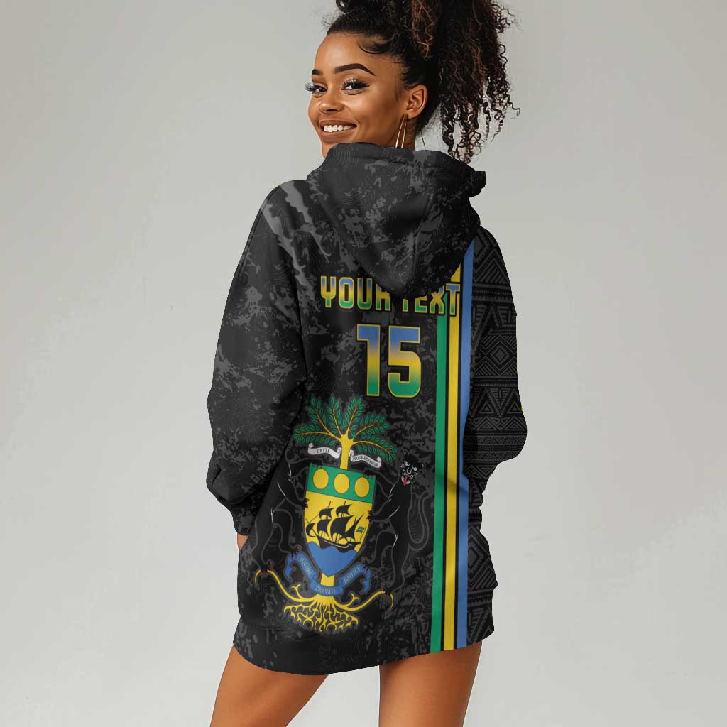 Custom Gabon Football Hoodie Dress Go Champions - Black Ver