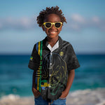 Custom Gabon Football Kid Hawaiian Shirt Go Champions - Black Ver