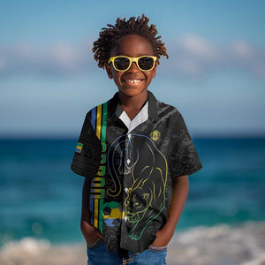 Custom Gabon Football Kid Hawaiian Shirt Go Champions - Black Ver