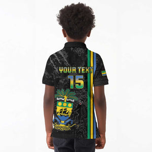 Custom Gabon Football Kid Polo Shirt Go Champions - Black Ver