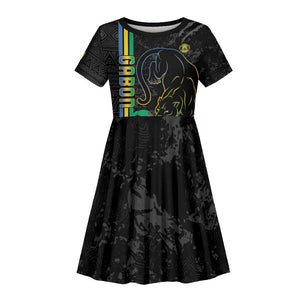 Custom Gabon Football Kid Short Sleeve Dress Go Champions - Black Ver