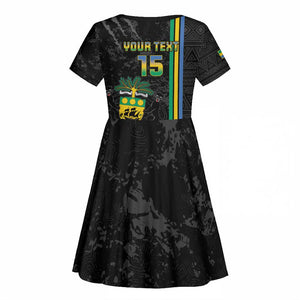 Custom Gabon Football Kid Short Sleeve Dress Go Champions - Black Ver