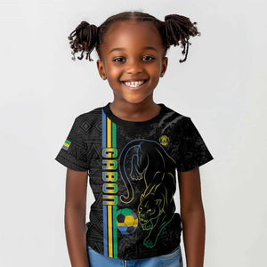 Custom Gabon Football Kid T shirt Go Champions - Black Ver
