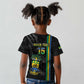 Custom Gabon Football Kid T shirt Go Champions - Black Ver