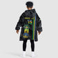 Custom Gabon Football Kid Wearable Blanket Hoodie Go Champions - Black Ver