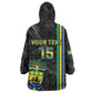 Custom Gabon Football Kid Wearable Blanket Hoodie Go Champions - Black Ver