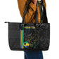 Custom Gabon Football Leather Tote Bag Go Champions - Black Ver