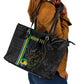 Custom Gabon Football Leather Tote Bag Go Champions - Black Ver
