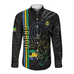 Custom Gabon Football Long Sleeve Button Shirt Go Champions - Black Ver